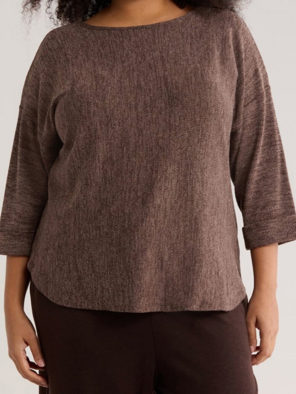 Max Studio 3/4 Sleeve Ribbed Top Plus Size 2X New with Tags Raisin